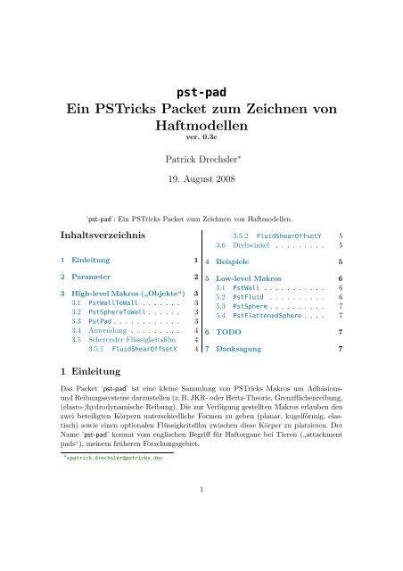 pst-pad Ein PSTricks Packet zum Zeichnen von Haftmodellen