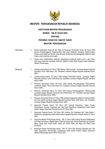 MENTERI PERHUBUNGAN REPUBLIK INDONESIA - Kambing UI