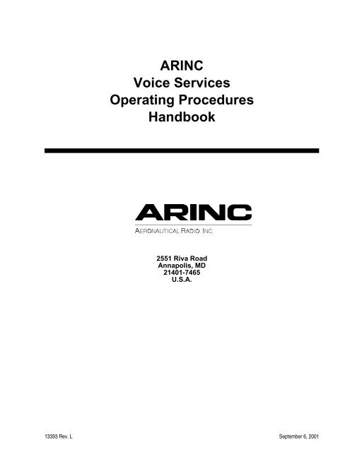 ARINC Voice Services Operating Procedures Handbook - Kambing UI