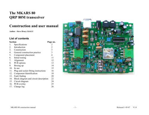 The Mkars 80 Qrp 80m Transceiver Construction Kambing Ui