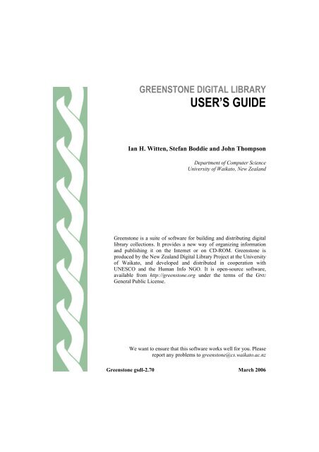 greenstone digital library user's guide - Index of