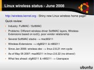 Linux wireless status June 2008 - dei.uc.