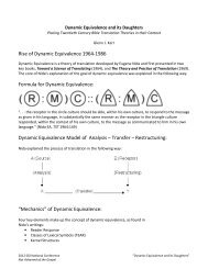 Dynamic Equivalence Model of Analysis - Missions Mandate