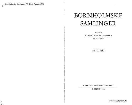 Bornholmske Samlinger - Bind 36 - 1958 - Bornholms Historiske