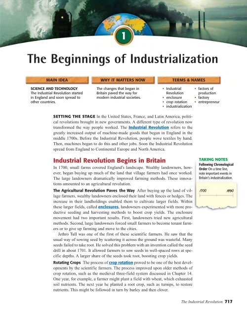 The Industrial Revolution, 1700– 1900 Previewing Main Ideas