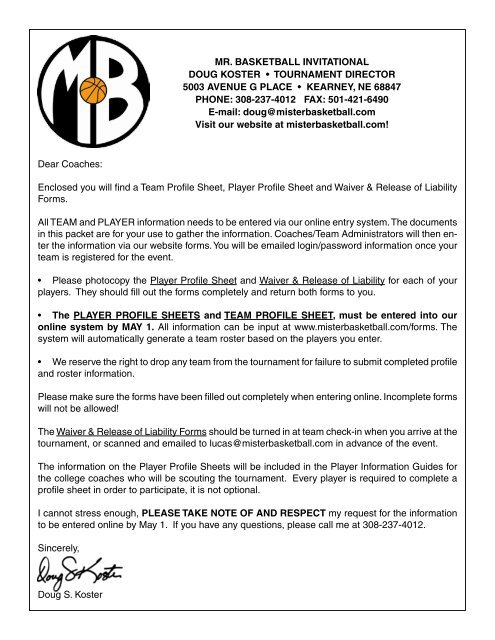 Player Profile Waiver Forms Pdf Mr Basketball Inc