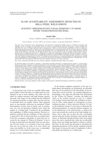 flaw acceptability assessment detected in hsla steel weld joints