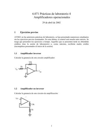 6.071 Prácticas de laboratorio 4 Amplificadores operacionales