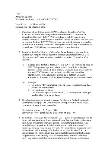 Problema #1: Utilización de STATA®