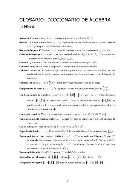 Glosario: diccionario de álgebra lineal (PDF)