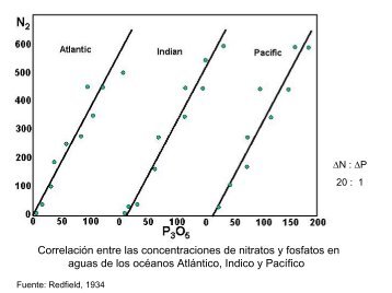 Correlación entre las concentraciones de nitratos y fosfatos en ...