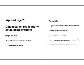 Aprendizaje 2: Dinámica del replicador y estabilidad evolutiva