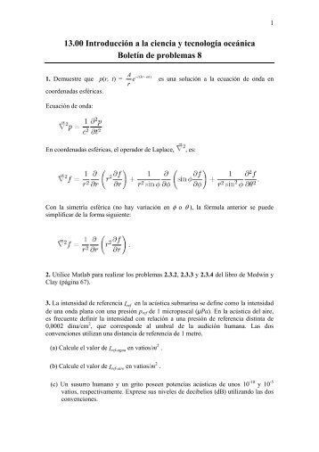 13.00 Introducción a la ciencia y tecnología oceánica Boletín de ...