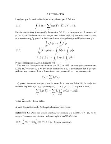 integral de una función simple no negativa es, por definición