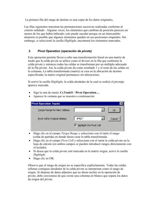 Instrucciones para utilizar el complemento de Excel, CyTools®