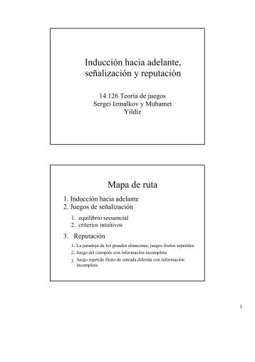 Inducción hacia adelante, señalización y reputación Mapa de ruta