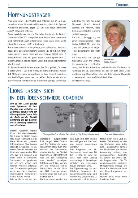 LIONS NORD Ausgabe August 2010 - Mitgliederzeitschrift.lions ...