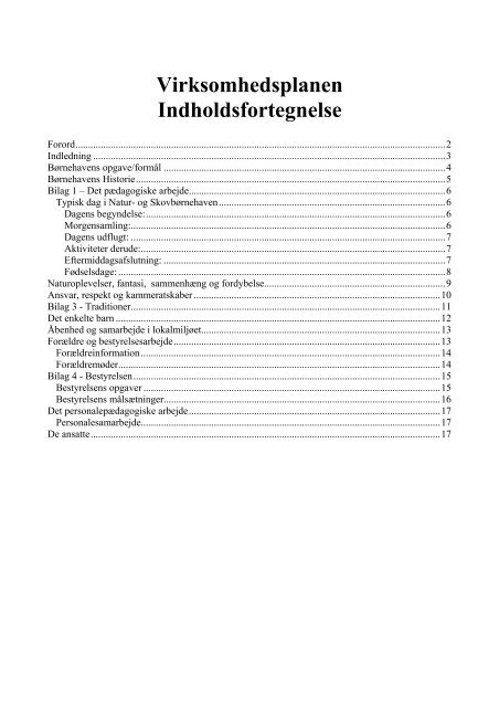 Virksomhedsplanen Indholdsfortegnelse - Velkommen til Natur- og ...