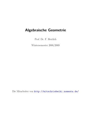 Algebraische Geometrie Prof. Herrlich