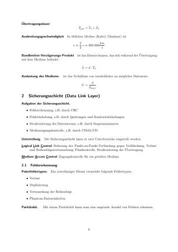 2 Sicherungsschicht (Data Link Layer)