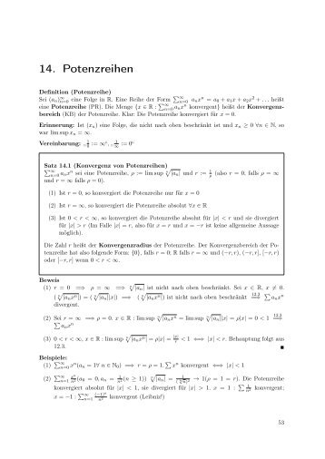 14. Potenzreihen