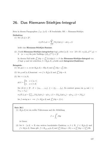 26. Das Riemann-Stieltjes-Integral