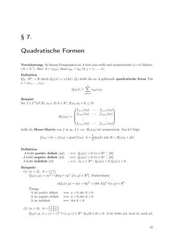 § 7. Quadratische Formen