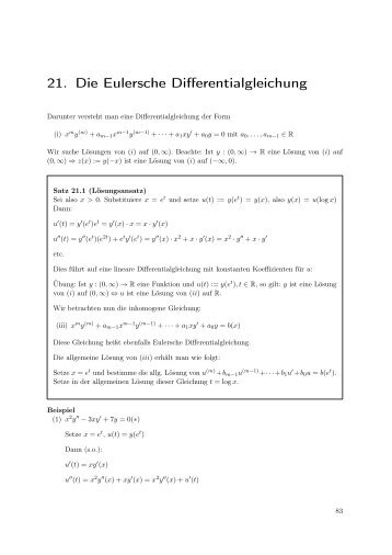 21. Die Eulersche Differentialgleichung