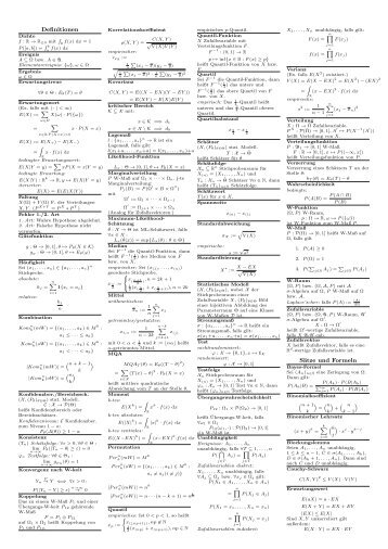 Definitionen Sätze und Formeln