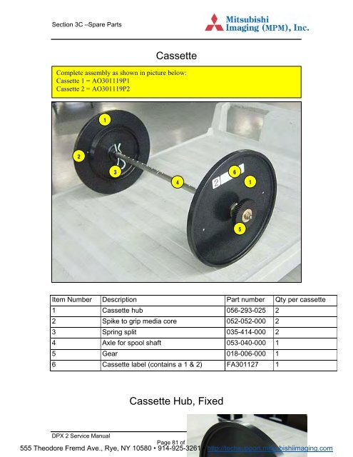 DPX2 Parts Manual - MItsubishi Imaging