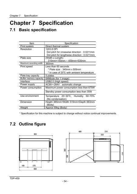 TDP-459 Users Guide - MItsubishi Imaging