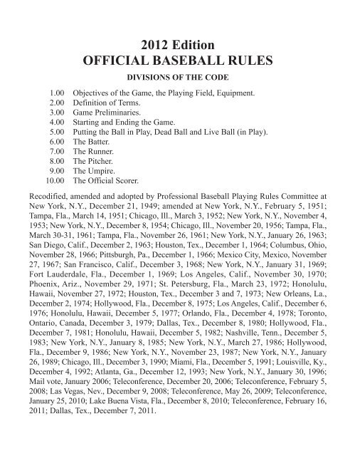 Official Baseball Rules - MLB.com