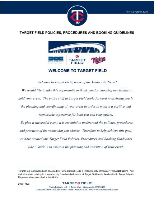 TARGET FIELD POLICIES, PROCEDURES AND ... - MLB.com