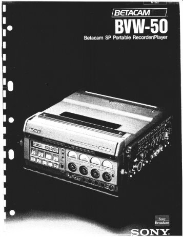 Sony Bvw-50 Manual - Talamas Broadcast Equipment