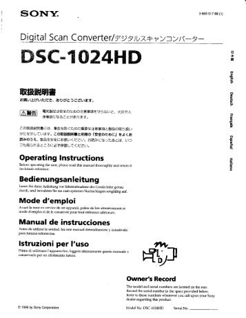 Sony Dsc-1024hd Manual