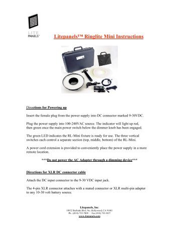 Litepanels? Ringlite Mini Instructions - Nawon USA, Inc.