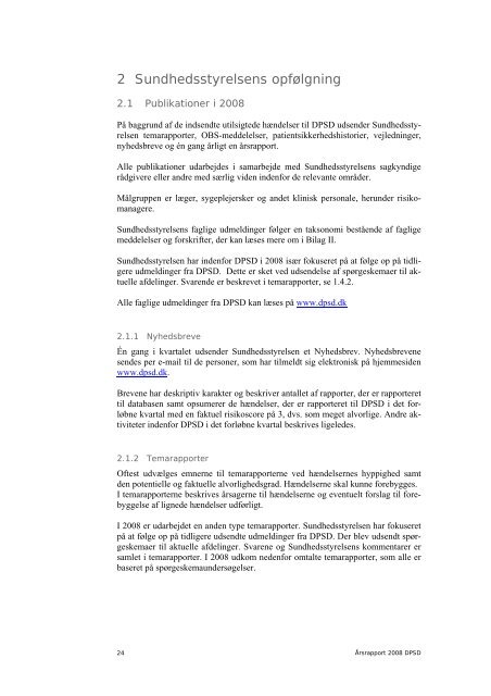 ÅRSRAPPORT 2008 - DPSD - Sundhedsstyrelsen