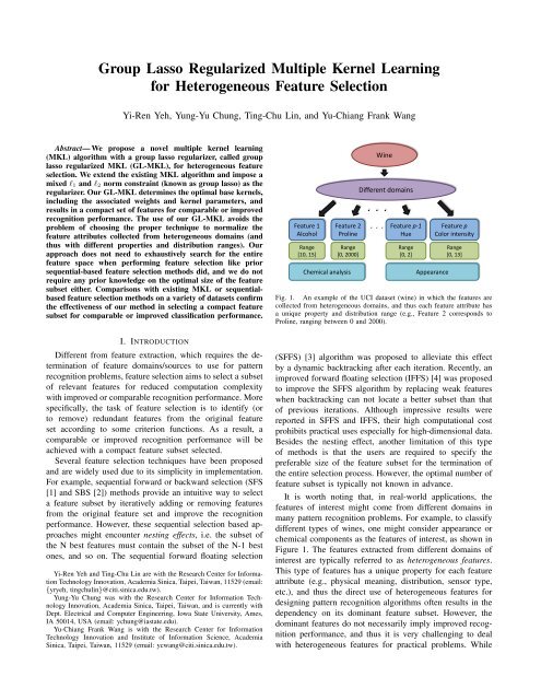 Group Lasso Regularized Multiple Kernel ... - Academia Sinica