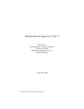 Mathematik für Ingenieure (Teil 1) - Fachbereich 13 MND