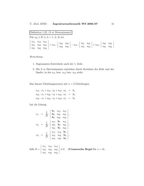 Mathematik für Ingenieure (Teil 1) - Fachbereich 13 MND