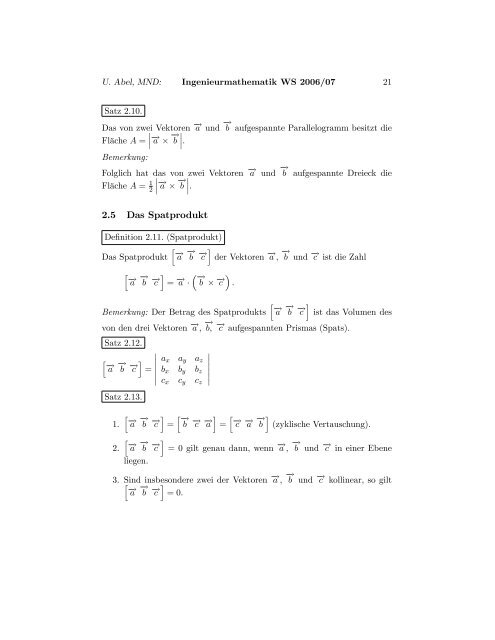 Mathematik für Ingenieure (Teil 1) - Fachbereich 13 MND