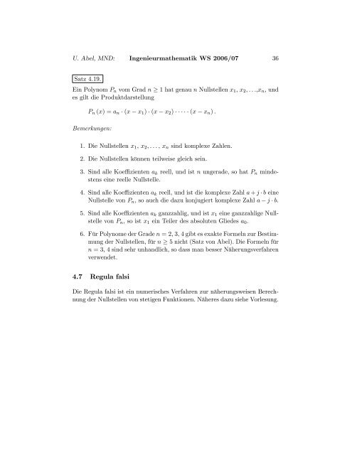 Mathematik für Ingenieure (Teil 1) - Fachbereich 13 MND