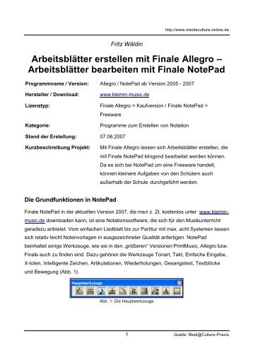 Arbeitsblätter erstellen mit Allegro - Mediaculture online