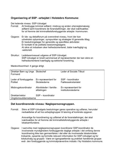 Organisering af SSP –arbejdet i Holstebro Kommune: Det ...