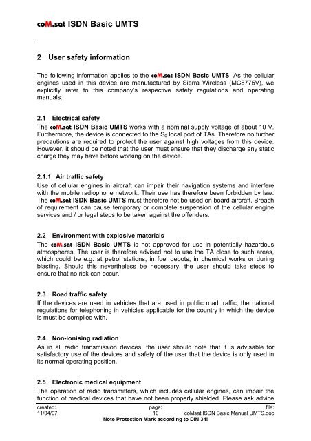 coM.sat ISDN Basic UMTS