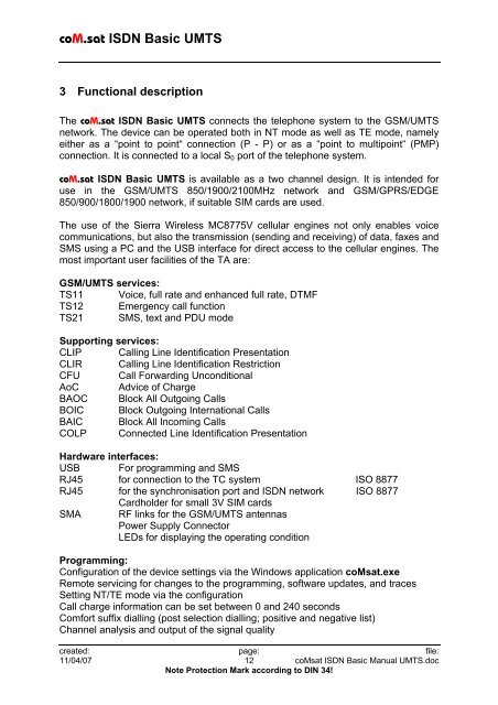 coM.sat ISDN Basic UMTS