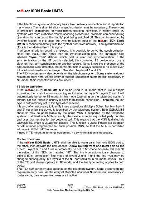 coM.sat ISDN Basic UMTS