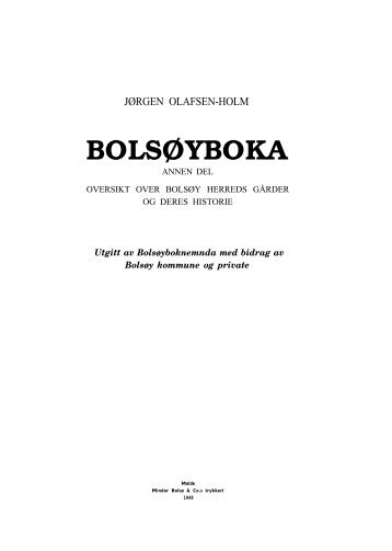 Jørgen Olafsen-Holm: Bolsøyboka 2 - Romsdal Sogelag