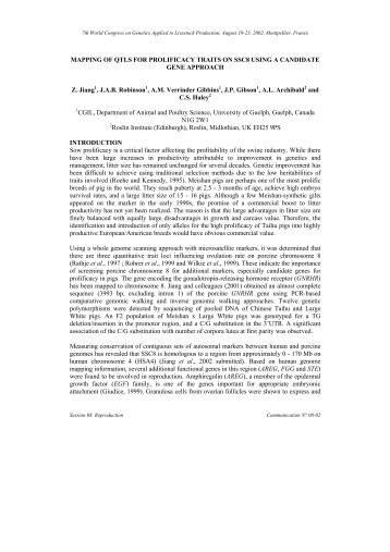 mapping of qtls for prolificacy traits on ssc8 using a candidate gene ...