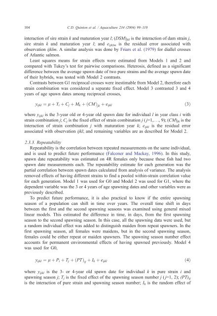 Strain and maturation effects on female spawning time in diallel ...